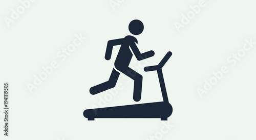 Black silhouette icon of a person running on a treadmill, symbolizing fitness, exercise, health, and an active lifestyle. Ideal for sports, gym, and wellness graphic designs.