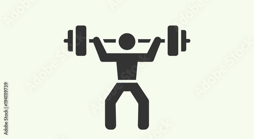 Powerful silhouette of a person performing an overhead barbell lift, symbolizing strength training, fitness, weightlifting, and physical exercise.
