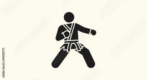 Martial arts silhouette in a fighting stance, representing combat sports, self-defense, and disciplined training.