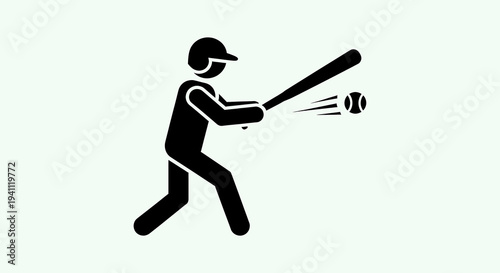 Iconic silhouette of a baseball player hitting a ball with a bat, representing the sport and athletic competition.