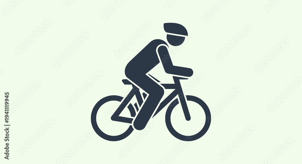 Obraz premium Cycling silhouette icon, cyclist riding bike