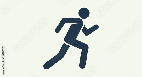 Running man icon, simple silhouette of a person jogging or sprinting