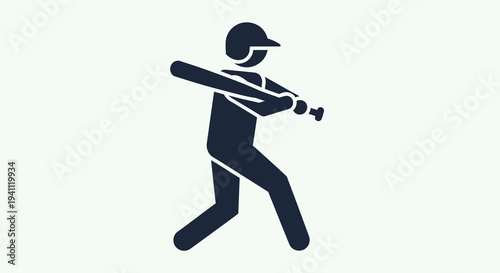 Baseball player swinging bat silhouette sports icon