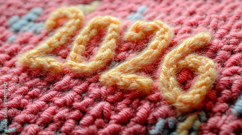 Vibrant pink and yellow knitted fabric with intricate texture