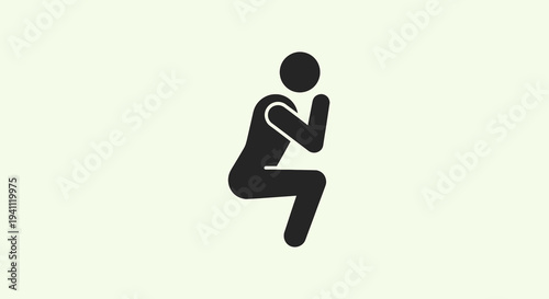 Simple black silhouette of a person in a squatting position