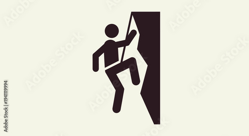 person climbing wall, silhouette of man ascending