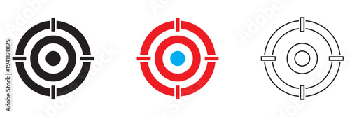 Target Crosshair Icon. Crosshair target symbol with concentric circles and center point, representing aiming, focus, accuracy, and goal targeting concept.