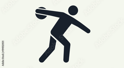 Discus Throw Sport Icon - Stylized Black Silhouette of a Male Athlete in Action, Perfect for Sports Websites and Event Graphics