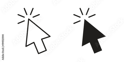 Mouse pointer icon, line pictogram on white.