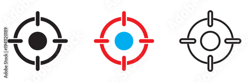  Target Crosshair Icon. Crosshair target symbol with concentric circles and center point, representing aiming, focus, accuracy, and goal targeting concept.
