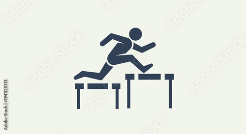 Athletic silhouette of a person running and jumping over hurdles in a race, symbolizing competition and achievement.
