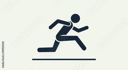 Simple silhouette icon of a runner in motion, representing speed, athleticism, and sports, isolated on a light background.