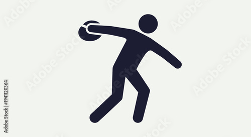 Athlete throwing a discus, a classic track and field event, represented as a minimalist black silhouette icon on a clean white background.