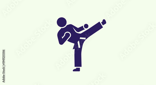 Martial arts icon depicting a person performing a high kick, representing karate, taekwondo, or self-defense training and combat sports.