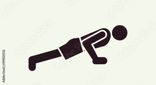 Silhouette of a person doing a push-up exercise, representing fitness, strength training, and a healthy lifestyle.