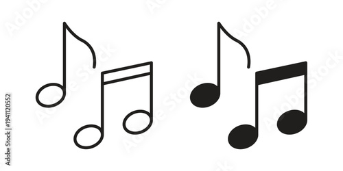 Music note icon, line pictogram on white.