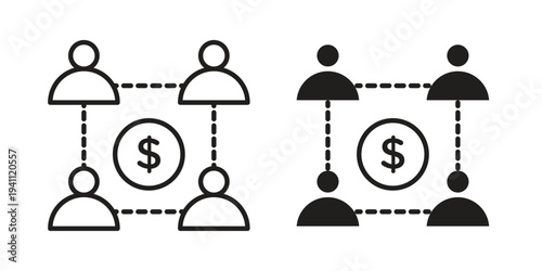 Mutual funds icon, line pictogram on white.