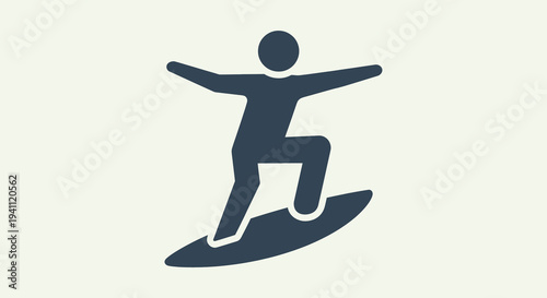 Stylized silhouette of a surfer riding a wave, representing water sports and outdoor recreation