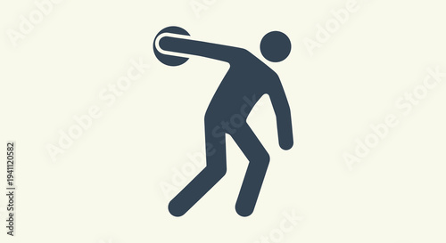 Silhouette of a discus thrower in action, preparing to launch the discus, isolated on a light background