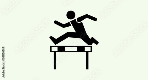 Silhouette of a runner jumping over a hurdle, representing sports, competition, and overcoming obstacles.
