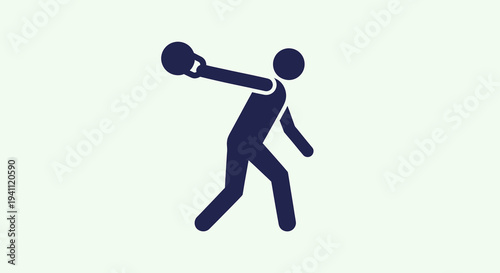 Silhouette of a person throwing a weight, representing sports, fitness, and athletic competition.