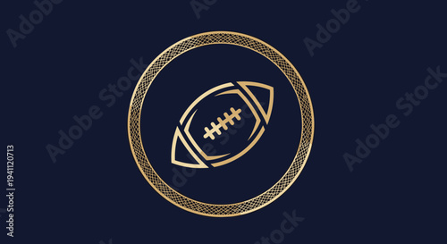 Golden Football Icon in Circle Logo.