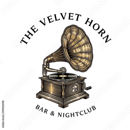 Phonograph Illustration Vintage Style for a Bar and Nightclub