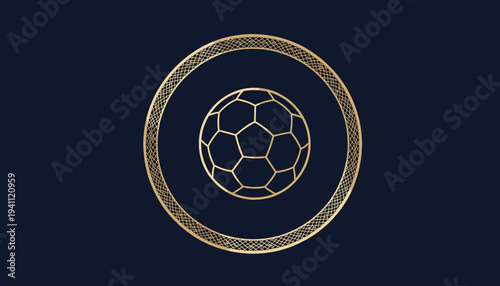 Golden Soccer Ball Icon in Circle.