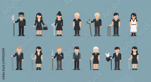 Diverse Set of Cartoon Business Characters.