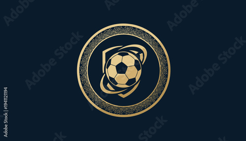 Golden Soccer Ball Logo Design Element.