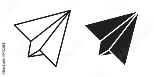 Paper plane icon, line pictogram on white.