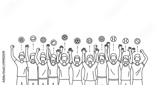 Group of People Holding Various Sports Balls.