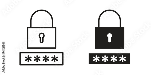Password icon, line pictogram on white.