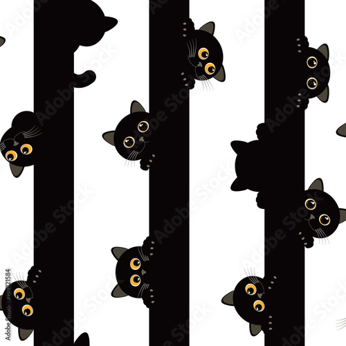 Unique and funny cat seamless pattern,