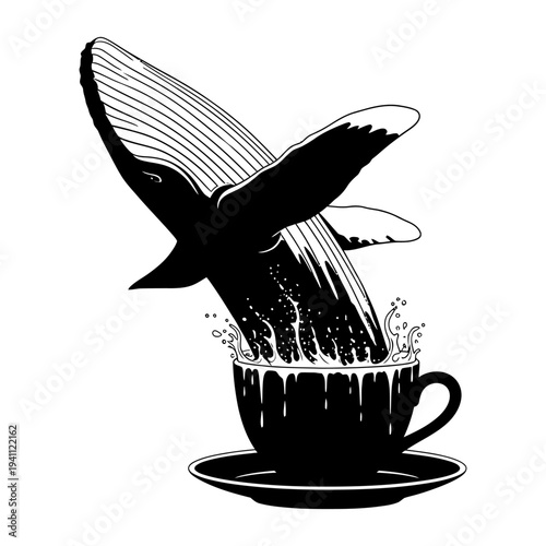 Whale emerging from a teacup