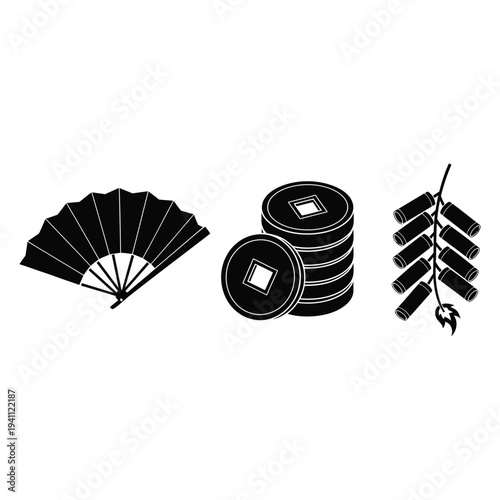 Vintage japanese fan and obi accessories