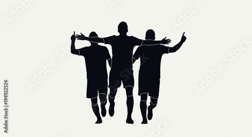 Three Men Silhouettes with Arms Outstretched.