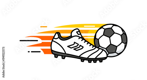 White Football Shoe with Soccer Ball.
