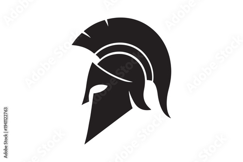Black spartan helmet icon isolated on white background. Ancient greek warrior gladiator helmet vector illustration.