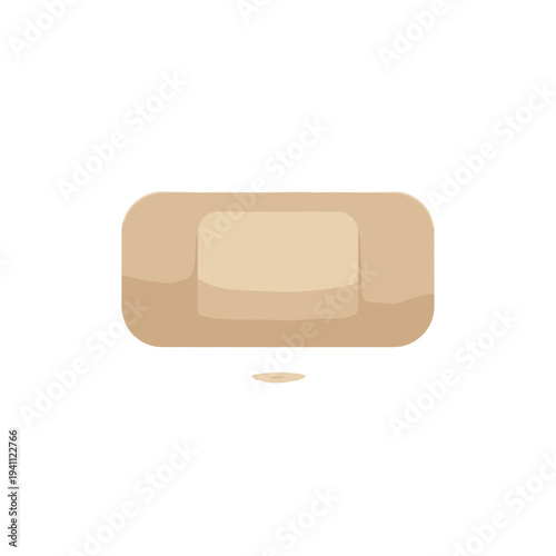 Beige therapeutic heat patch isolated on a clean white background, showcasing its rectangular shape and smooth texture for pain relief illustration