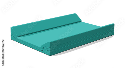 Teal changing mat isolated on white background with elevated edges and sleek design