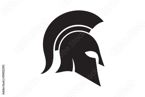 Black spartan helmet icon isolated on white background. Ancient greek warrior gladiator helmet vector illustration.