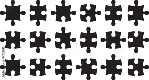 Puzzle pieces in black jigsaw