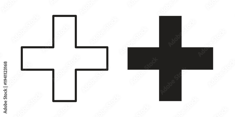 Fototapeta premium Plus icon, line pictogram on white.