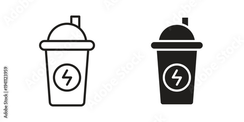 Protein shake icon, line pictogram on white.