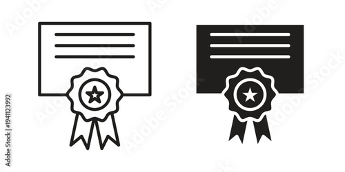 Qualification icon, line pictogram on white.
