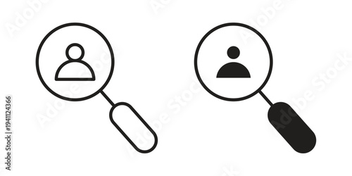 Recruitment icon, line pictogram on white.