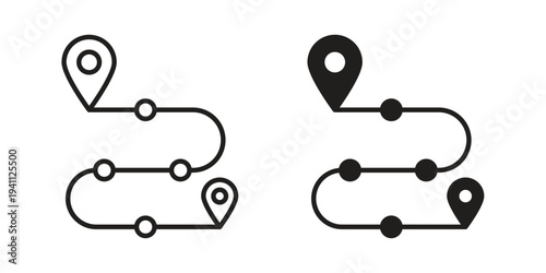 Roadmap icon, line pictogram on white.