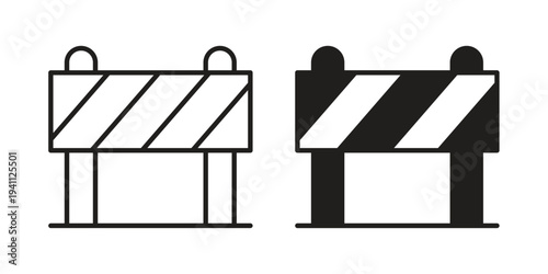 Roadblock icon, line pictogram on white.