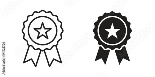 Rosette icon, line pictogram on white.